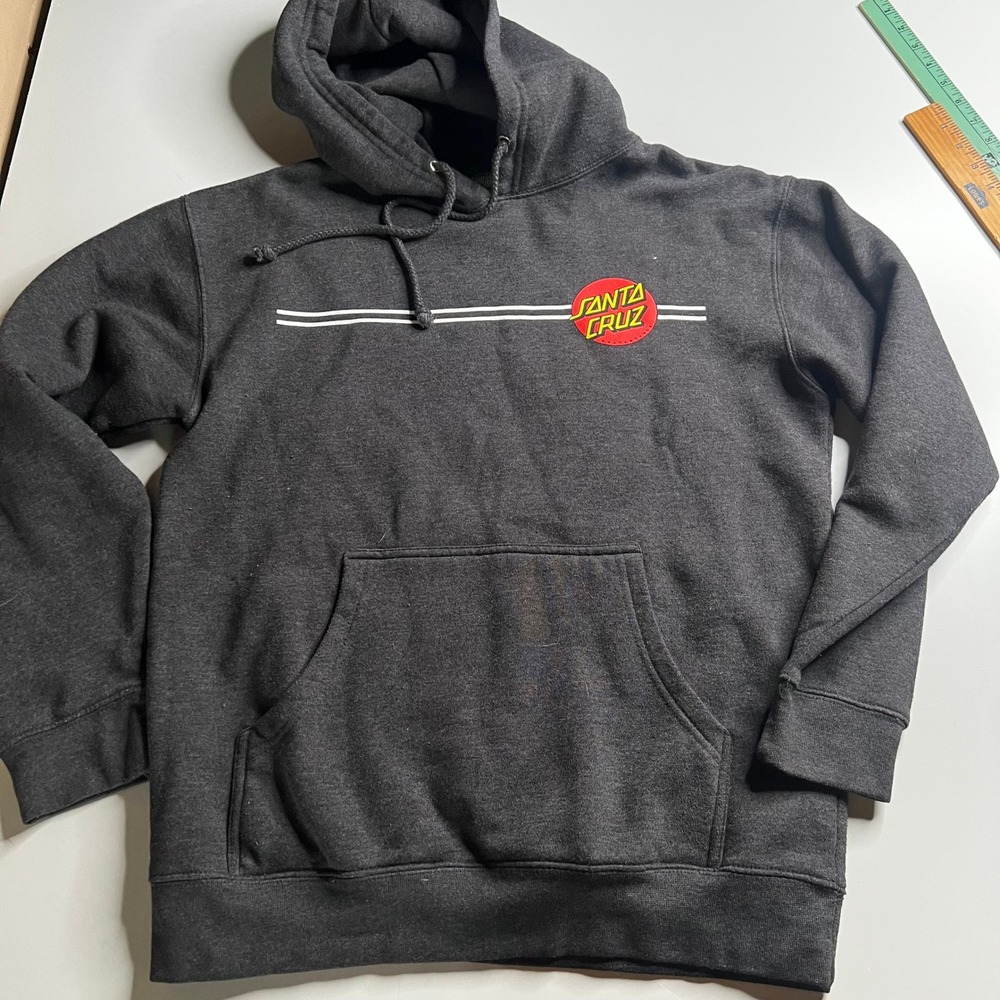 Santa Cruz Skateboards Dot Logo Hoodie Charcoal Grey Mens Medium Pullover